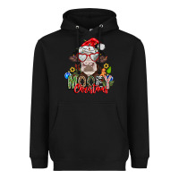 Black Mooey Christmas Heavyweight Hoodie - CowhideDigitalArt
