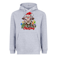 Heather Grey Mooey Christmas Heavyweight Hoodie - CowhideDigitalArt