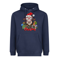Navy Mooey Christmas Heavyweight Hoodie - CowhideDigitalArt
