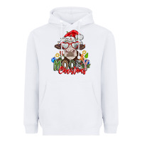 White Mooey Christmas Heavyweight Hoodie - CowhideDigitalArt