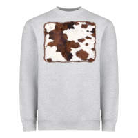 Heather Grey Brown Cowhide Background Heavyweight Sweatshirt - CowCowDesign
