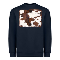 Navy Brown Cowhide Background Heavyweight Sweatshirt - CowCowDesign