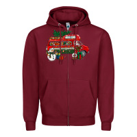 Christmas Santa Claus With Retro Van Zipper Hoodie | Teevron