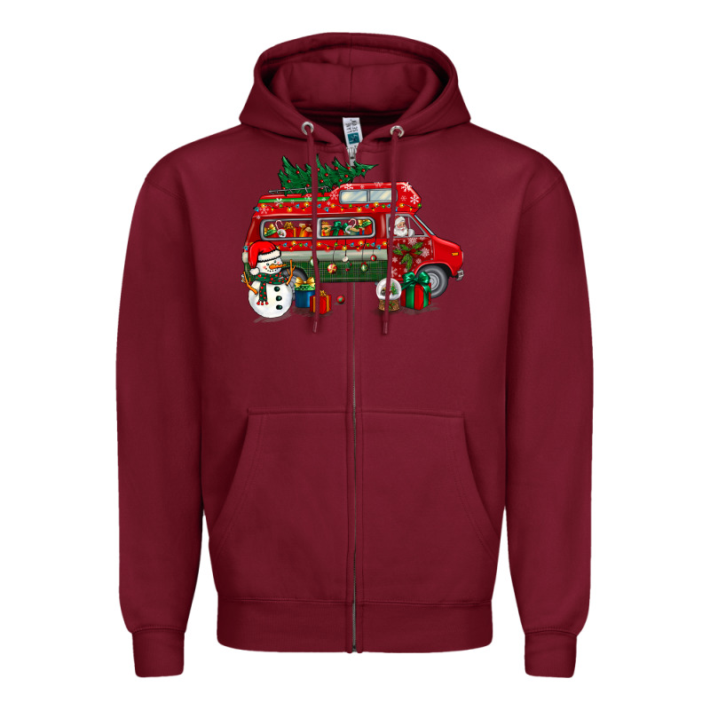 Christmas Santa Claus With Retro Van Zipper Hoodie by BundleAndBundleShop | Teevron