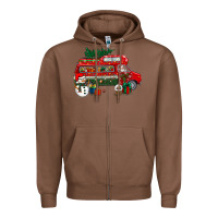 Chestnut christmas santa claus with retro van Zipper Hoodie - BundleAndBundleShop