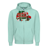 Seafoam christmas santa claus with retro van Zipper Hoodie - BundleAndBundleShop