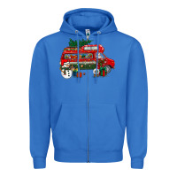 True Royal christmas santa claus with retro van Zipper Hoodie - BundleAndBundleShop
