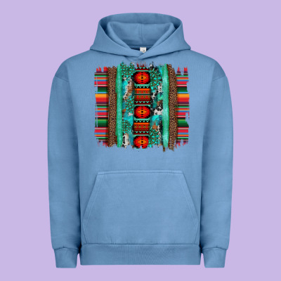 Serape Aztec Leopard And Turquoise Glitter With Gemstone Brushstroke Urban Hoodie Designed By Artiststas