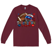 Burgundy Touchdown season American football 4th of july Long Sleeve Tee - HowdyJamesFarm