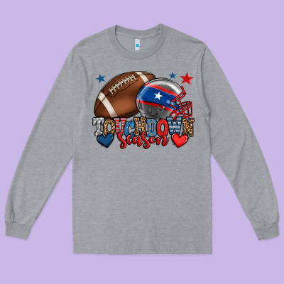 Touchdown Season American Football 4th Of July Long Sleeve Tee Designed By Howdyjamesfarm