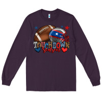 Plum Touchdown season American football 4th of july Long Sleeve Tee - HowdyJamesFarm