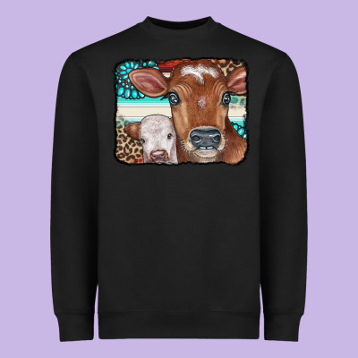 Cows Serape Leopard Gemstone Heavyweight Sweatshirt Designed By Cowcowdesign