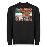 Black Cows Serape Leopard Gemstone Heavyweight Sweatshirt - CowCowDesign