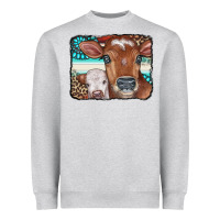 Heather Grey Cows Serape Leopard Gemstone Heavyweight Sweatshirt - CowCowDesign