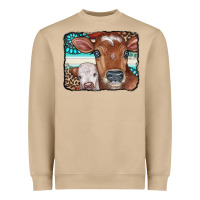 Mushroom Cows Serape Leopard Gemstone Heavyweight Sweatshirt - CowCowDesign