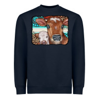 Navy Cows Serape Leopard Gemstone Heavyweight Sweatshirt - CowCowDesign