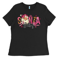 Black Santa Baby Pink Christmas Ladies Tee - MaliasSmallBusiness