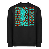 Black Aztec Turquoise Pattern Heavyweight Sweatshirt - CowCowDesign