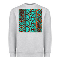 Heather Grey Aztec Turquoise Pattern Heavyweight Sweatshirt - CowCowDesign