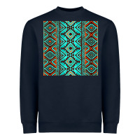 Navy Aztec Turquoise Pattern Heavyweight Sweatshirt - CowCowDesign