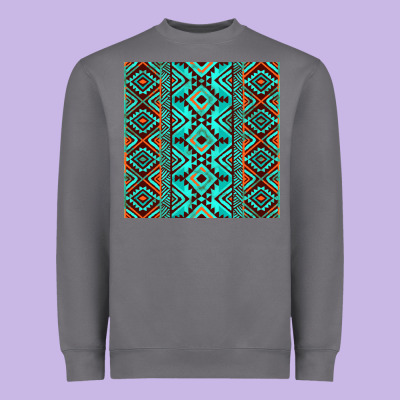 Aztec Turquoise Pattern Heavyweight Sweatshirt Designed By Cowcowdesign