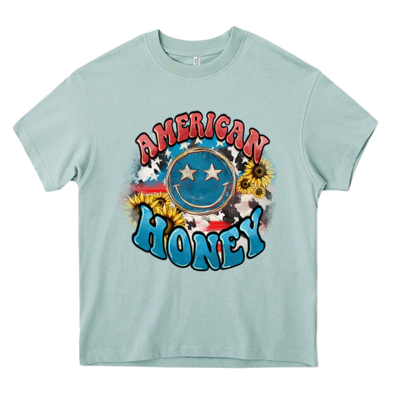 American Honey Smiley Heavy Core Tee by NancyCooperArtShop | Teevron
