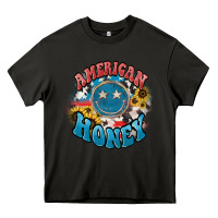 Asphalt American honey smiley Heavy Core Tee - NancyCooperArtShop