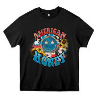 Black American honey smiley Heavy Core Tee - NancyCooperArtShop
