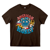 Chocolate Brown American honey smiley Heavy Core Tee - NancyCooperArtShop