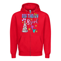 Red birthday girl 8 Zipper Hoodie - BundleAndBundleShop