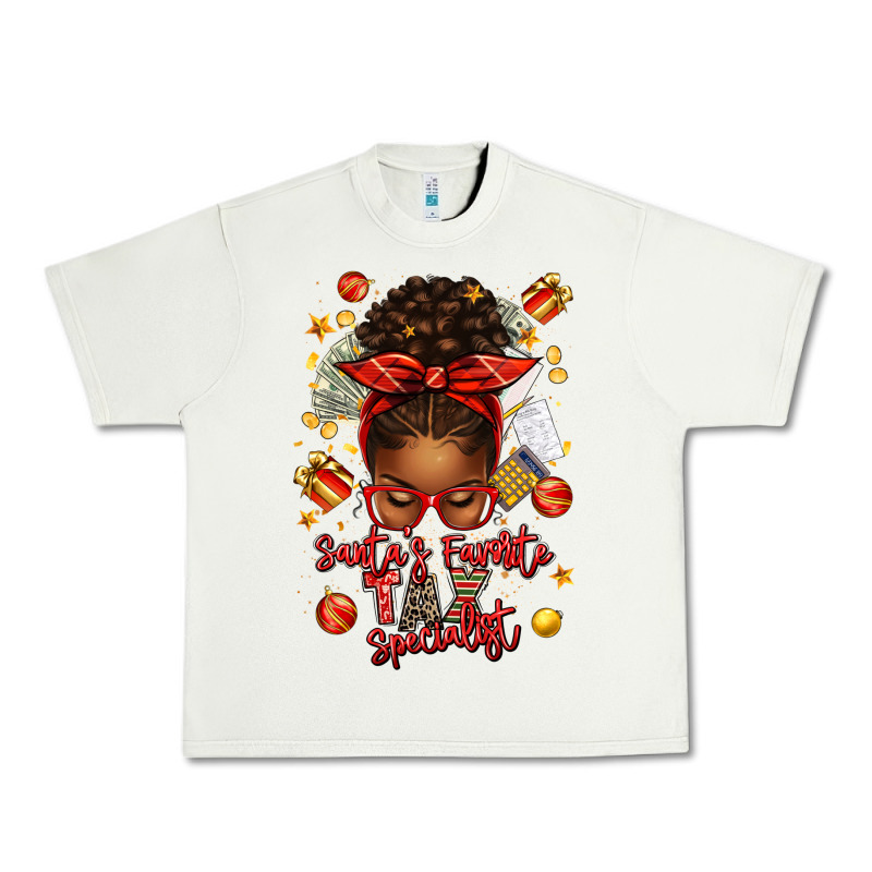 Santa Favorite Tax Specialist Afro Messy Bun Urban Heavy Tee by texasbilliewilder | Teevron