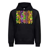 Black mardi gras sunflower fleur de lis leopard cowhide brushstrokes Urban Hoodie - Artiststas