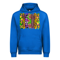 Cobalt mardi gras sunflower fleur de lis leopard cowhide brushstrokes Urban Hoodie - Artiststas