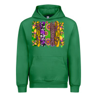 Emerald mardi gras sunflower fleur de lis leopard cowhide brushstrokes Urban Hoodie - Artiststas