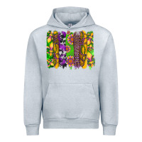 Heather Grey mardi gras sunflower fleur de lis leopard cowhide brushstrokes Urban Hoodie - Artiststas