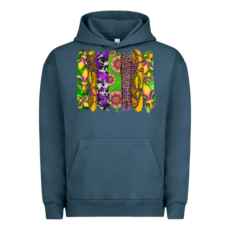 Mardi Gras Sunflower Fleur De Lis Leopard Cowhide Brushstrokes Urban Hoodie by Artiststas | Teevron