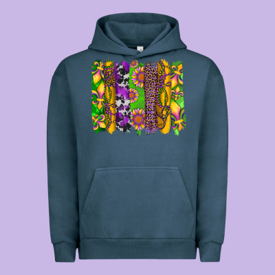 Mardi Gras Sunflower Fleur De Lis Leopard Cowhide Brushstrokes Urban Hoodie Designed By Artiststas