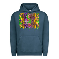 Pigment Midnight Navy mardi gras sunflower fleur de lis leopard cowhide brushstrokes Urban Hoodie - Artiststas