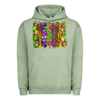 Pigment Oil Green mardi gras sunflower fleur de lis leopard cowhide brushstrokes Urban Hoodie - Artiststas