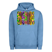 Pigment Pebble Blue mardi gras sunflower fleur de lis leopard cowhide brushstrokes Urban Hoodie - Artiststas