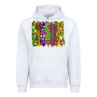 White mardi gras sunflower fleur de lis leopard cowhide brushstrokes Urban Hoodie - Artiststas