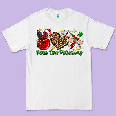 Peace Love Phlebotomy Christmas Premium Tee Designed By Nancycooperartshop