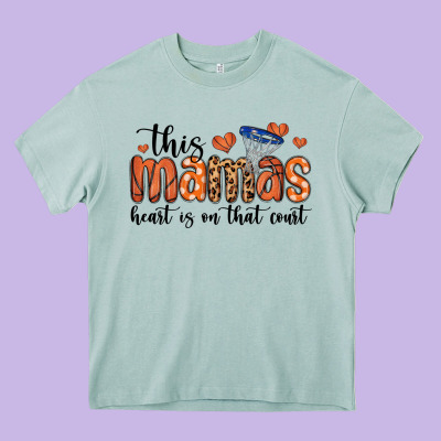 This Mamas Heart Is On That Court Heavy Core Tee Designed By Maliassmallbusiness