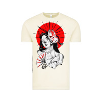Vintage Arctic japanese geisha samurai fox mask red sun Vintage Tee - tuanDangUi