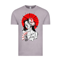 Vintage Zinc japanese geisha samurai fox mask red sun Vintage Tee - tuanDangUi