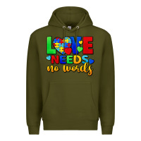 Army Green love needs no words Premium Hoodie - FaDigitalArtStudio