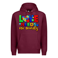 Burgundy love needs no words Premium Hoodie - FaDigitalArtStudio