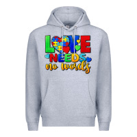 Heather Grey love needs no words Premium Hoodie - FaDigitalArtStudio