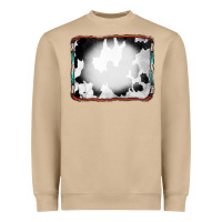 Mushroom Cowhide Background with Bleach Serape Frame Heavyweight Sweatshirt - CowCowDesign
