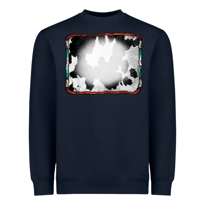 Cowhide Background With Bleach Serape Frame Heavyweight Sweatshirt by CowCowDesign | Teevron